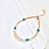 25 Nuevo Verano Flor de Pegamento Rosa Zircón Naranja Perla Gris Azul Pulsera Collar Hecho a Mano Chica Lujo Accesible