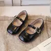 Zapatos Mary Jane de Cuero de Moda Estilo Coreano para Niñas Pequeñas Primavera y Otoño, Zapatos Sencillos de Princesa para Niñas, Suela Suave