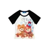 Camiseta de Manga Corta para Mujer con Estampado de Oso Retro Americano en Bloques de Color 2026 Verano Nuevo Ajuste Delgado