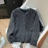 Nova coleção Outono/Inverno 2026, casaco feminino, cardigã, estilo Chanel, jaqueta de lã de cordeiro, jaqueta de gola redonda