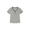 Suéter casual de acetato y lino hecho a medida, cuello redondo, manga corta, color liso, estilo coreano, primavera-verano, para mujer