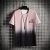 Camiseta de Seda de Gelo Masculina Verão Nova Marca Tendência Ins Verão com Capuz Manga Curta Proteção Solar Solta Tops de Estudante 1/2 Peças
