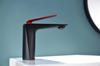 Kaiping Youjia Grifo de Lavabo de un Agujero Grifo para Lavado de Cara Negro + Rojo Grifo para Lavabo Bajo Encimera 30460