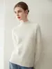 Novo suéter de tricô de cashmere 100% puro para outono e inverno, gola alta parcial, suéter base de cashmere solto e afina a silhueta