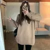 Suéter pullover casual con capucha de otoño e invierno estilo coreano, todo a juego, para mujer, estilo perezoso holgado, moda joven