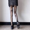 Calcetines JK de rejilla de viento oscuro con rayas rojas y negras, calcetines finos de fondo, medias huecas de malla jacquard, medias de mujer