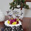 Inserto para pastel al por mayor bandera de cumpleaños cuero PU estrella de cinco puntas amor inserto para mesa de postres inserto de palillo tarjeta 5 Piezas