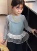 Conjunto de Ropa Interior Básica Estilo Coreano para Niñas, Nuevo Conjunto de Dos Piezas de Camiseta de Tirantes de Manga Larga para Niños Primavera y Otoño, Top para Bebé