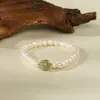 Pulseira de Pérolas Naturais de Água Doce para Mulheres, Luxo Leve, Alta Qualidade, Exquisita e Moderna, Joia de Pulseira de Jade Hetian para Atacado
