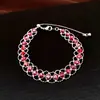Pulseira Redonda de Malha com Contas e Fecho de Cordão para Mulheres Levemente Luxuosa de Alta Qualidade na Moda Anel de Mão Design de Nicho Joia de Mão