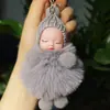 Rojo de red nuevo imitación piel de conejo perezoso muñeco de dormir colgante llavero muñeca linda adornos decorativos para bolsa regalo venta al por mayor