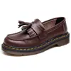 Mocasines con Borlas Cuidadosamente Seleccionados para Mujer, Zapatos de Cuero de Caña Baja de Cuero Genuino, Zapatos Casuales de Moda Estilo Británico para Mujer, Puntera Redonda, Estilo Estudiante