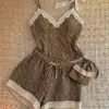 Pijama de tirantes finos con estampado de leopardo de diseño retro para mujer Verano 2026 Nuevo Conjunto de dos piezas con shorts Tallas grandes Ropa de casa