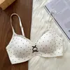 Ropa Interior de Mujer sin Costuras de Lunares Ligera y Transpirable Recogido para Busto Pequeño Hace que el Busto Parezca Más Grande Soporte Suave Soporte Lateral Grasa de las Axilas Sujetador sin Aros