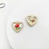 1 Pingente de Coração de Pérola com Rosa Acessórios Criativos para Joias DIY Chaveiro Colar Brincos Pingente Acessórios de Colar
