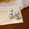 Pendientes elegantes de perla simple y explosiva de dos piezas, ligeros, de lujo, con diseño de nicho de aguja de plata, joyería francesa para mujer