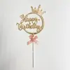 Inserto de Plástico para Pastel de Repostería Personalizado Tridimensional Transfronterizo Corona Infantil Decoración Feliz Cumpleaños Inserto Postre de Fiesta