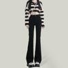 Jeans Micro-La Feminino Preto Cintura Alta Estilo Hong Kong Outono 2024 Nova Chegada Pequeno Slim-Fit Emagrecimento Maillard