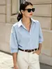 Transfronterizo europeo y americano 2026 Amazon mujer nueva moda elegante temperamento estilo ins camisa de manga corta con cuello vuelto a rayas