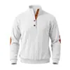Sitio independiente europeo y americano Amazon transfronterizo otoño e invierno jacquard pesado para hombre camisa de botones cuello alto patchwork Henry manga larga sudadera