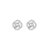 Pendientes de Plata de Ley S925 con Cruz Entrelazada de Perlas, Diseño Hueco, Simples y de Moda, Versátiles, Minimalistas, Adecuados para el Uso Diario, Pendientes de Alta Gama