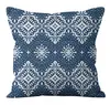 Funda de Almohada de Lino con Patrón Estilo Europeo Estilo Democrático Funda de Cojín Geométrica Azul Oscuro Funda de Almohada para Sofá del Hogar