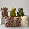 Molde para Vela Aromática de Vaca de las Tierras Altas Transfronteriza, Animal Estéreo DIY, Decoración de Vela Hecha a Mano con Yeso, Herramienta de Lijado