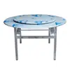 Mesa Redonda de Aço Inoxidável Extra Grossa, Mesa Dobrável para Barracas de Comida, Barracas de Feira Noturna, Mesa de Jantar Circular para Motorhome