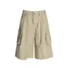 Shorts Cargo Cinza Streetwear Retrô Americano Masculino Feminino Nova Marca Tendência Solto Casual Design de Perna Larga Calças Três Quartos