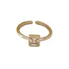 Anel Geométrico Oval de Diamante Minimalista Transfronteiriço com Design Quadrado de Diamante Simples e de Alto Padrão, Anel Aberto Empilhável e Ajustável