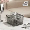 Caixa de Armazenamento de Cosméticos de Mesa de Luxo Leve, Porta-Joias, Faixa de Cabelo, Grampo de Cabelo, Balde de Armazenamento com Tampa Pop-Up Elegante à Prova de Poeira, Lixeira de Mesa