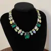Collar Europeo y Americano Exagerado Elegante de Diamante Completo Piedras Preciosas Coloridas Moda Banquete Collar Súper Brillante Lujo Accesible Accesorios de Estrella Femenina