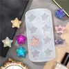 Molde de Estrella Tridimensional de Cinco Puntas Materiales para Manualidades DIY Pegamento de Goteo de Cristal Molde de Silicona Tridimensional Translúcido