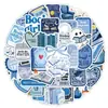 50 Adesivos Graffiti Azuis Confortáveis para Amantes de Livros para Copos de Água e Computadores, Adesivos Decorativos à Prova d'Água, Decalques Azuis Criativos