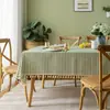 Mantel de Tela de Algodón y Lino Estilo Japonés, Mantel Fresco a Cuadros para Mesa de Comedor, Tela Cubierta de Lino, Mantel de Mesa de Café con Borlas Nórdicas, Mantel Largo