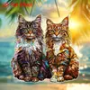 Pegador de Luz Gato Maine Coon Colorido Transfronteiriço - Pingente de Arte de Parede Acrílica 2D Estilo Retrô