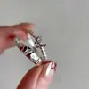 Anillo de Plata de Ley S925 Nalan Exquisito Simple Estrella Estrella de Cuatro Esquinas Diamante Mariposa Amor Pareja R02430