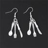 1 pieza horquilla cuchara cuchillo de mesa colgante pendientes tendencia simple retro, pendientes novedosos