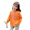 Camiseta de Manga Larga de Moda para Niña 2026 Primavera y Otoño Nueva Elegante Camiseta Infantil de Cuello Redondo Camiseta Básica de Algodón Puro para Niña Pequeña