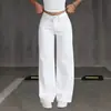 Comércio Exterior Mais Vendido Amazon Vendedor de Sucesso Transfronteiriço Jeans Feminino, Estilo Doce e Picante, Cintura Alta, Perna Reta Larga, Calça Longa Casual Solta