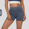 Pantalones cortos de yoga de mezclilla transfronterizos para mujer, de cintura alta, adelgazantes, con bolsillo en la cadera, para correr, ropa deportiva, pantalones casuales de tres puntos