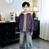 Ropa para niños, cárdigan de punto para otoño de niño, nuevo estilo otoño/invierno 2026, para niños mayores, diseño de dos piezas falso, prenda exterior de punto para otoño