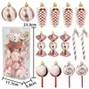 Set de 15 piezas de paleta de caramelo de 6 cm traje navideño bola de Navidad piña colgante de árbol de Navidad regalo de Navidad