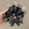 Elástico de Cabelo de Renda Estilo Coreano para Rabo de Cavalo, Scrunchie Grande, Elástico para Coque, Acessório de Cabelo de Luxo para Meninas