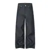 G60154 Jeans unisex de pierna ancha estilo americano High Street con estampado de lunares, en corte relajado y color de mezclilla original