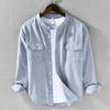 Camisa de Manga Larga de Tela Oxford para Hombre de Primavera y Otoño Casual Cuello Alto Moderna Estilo Japonés para Hombre Camisa Guapa de Algodón Puro 1289