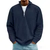 Amazon 2025 Nuevo Otoño e Invierno para Hombre Casual Cuello Alto Cremallera Punto Grueso Manga Larga Sudadera tipo Polo para Hombre