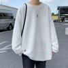 Waffle suéter masculino outono moda casual all-match top ins Hong Kong estilo solto casal de cor sólida manga comprida T-shirt