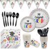 Amazon Temporada de Formaturas Festa Copos de Papel Pratos de Papel Guardanapos Talheres Descartáveis Crianças Adultos Decorações de Festa de Formatura