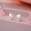 Pendientes de botón redondos con arco cepillado de plata de ley S999 Textura Personalidad Modernos Suaves Sensación de Alta Gama Temperamento de Nicho Colgantes para Pendientes Dropshipping